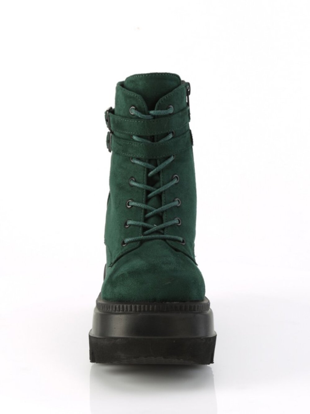 Emerald Vegan Suede Ankle Boots with Double Buckled Ankle Straps - Picture 4 of 4